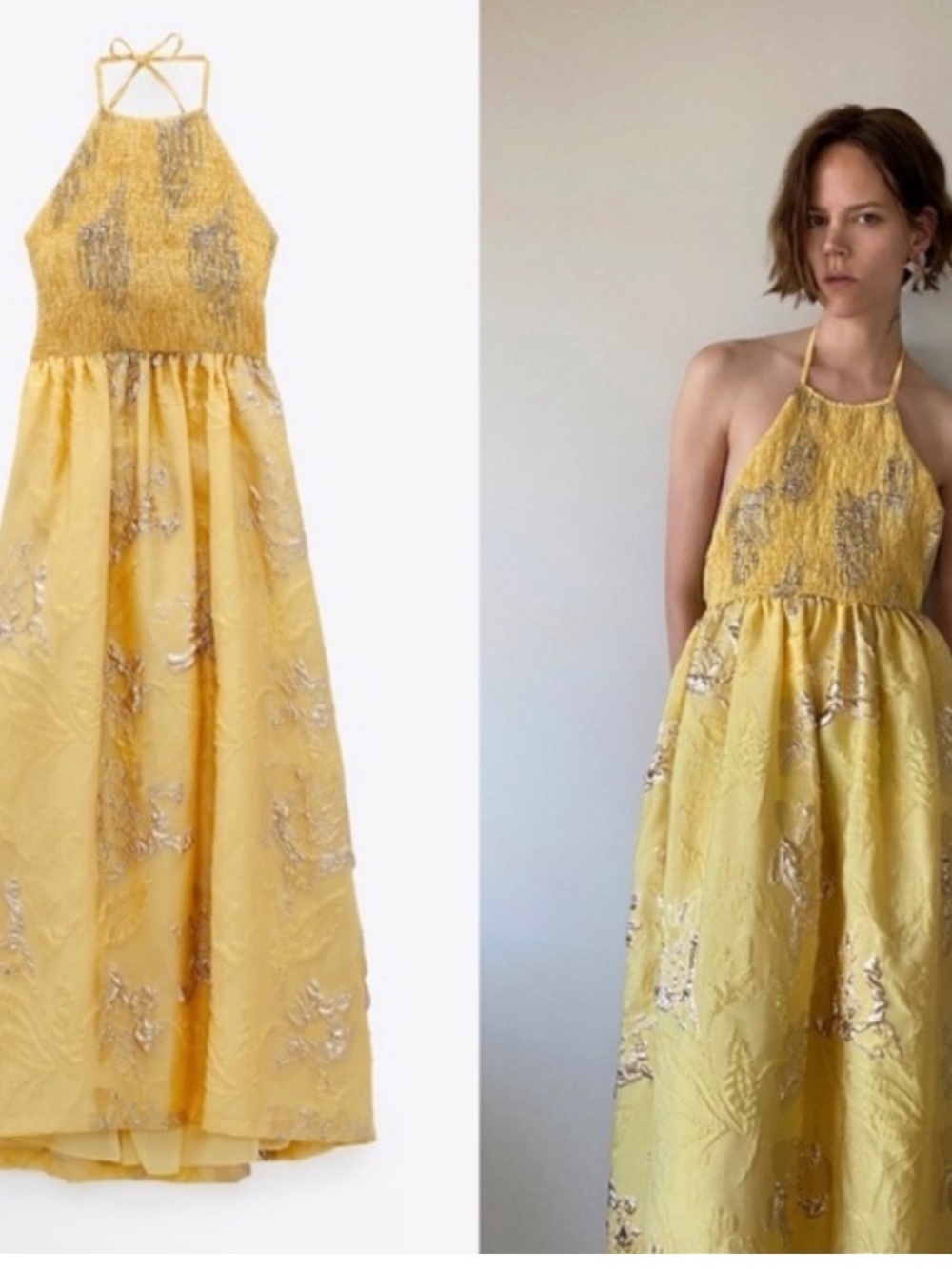 Zara Limited Edition Yellow Halterneck Midi Dress - Picture 1 of 16